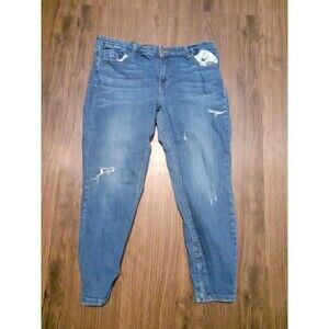 Pistola Jeans Women's Size 33 Skinny Ankle Crop High Rise Zipper Hem Distressed